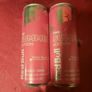Red bull Summer edition White Peach 2 full 12 Oz cans SOLD OUT
